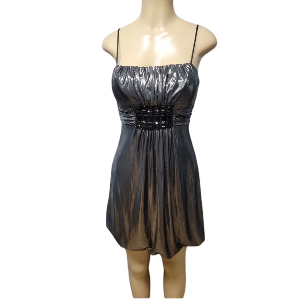 Jessica Mcclintock vintage Silver Grey bubble hem party prom Dress Size 10 - Picture 2 of 12